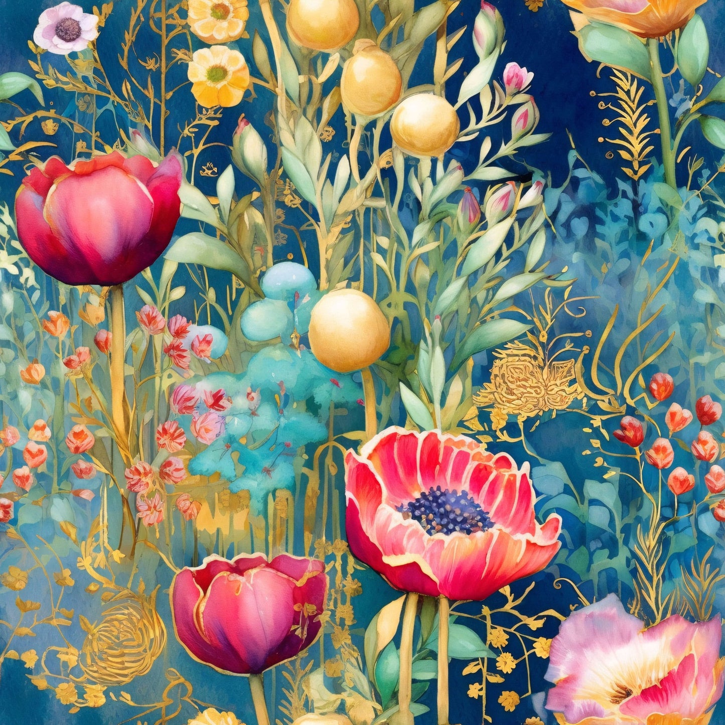 Artists Garden Wildflowers Floral Meadow Pattern 15 Quilting Cotton Fabric