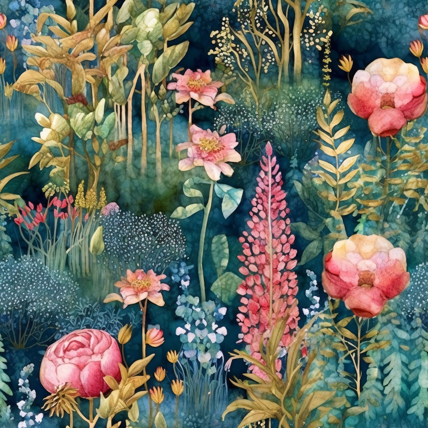 Artists Garden Wildflowers Floral Meadow Pattern 18 Quilting Cotton Fabric