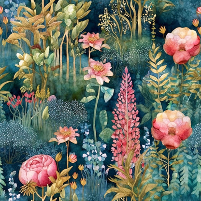 Artists Garden Wildflowers Floral Meadow Pattern 18 Quilting Cotton Fabric