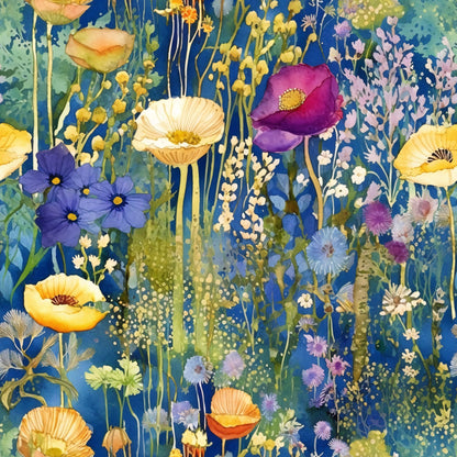 Artists Garden Wildflowers Floral Meadow Pattern 2 Quilting Cotton Fabric