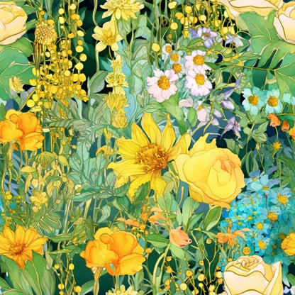 Artists Garden Wildflowers Floral Meadow Pattern 4 Quilting Cotton Fabric