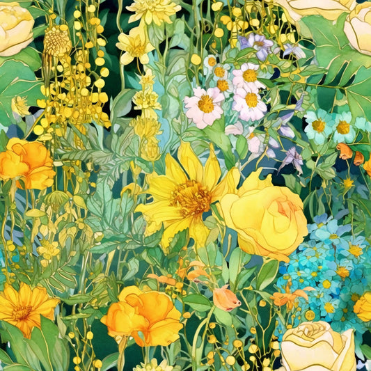 Artists Garden Wildflowers Floral Meadow Pattern 4 Quilting Cotton Fabric