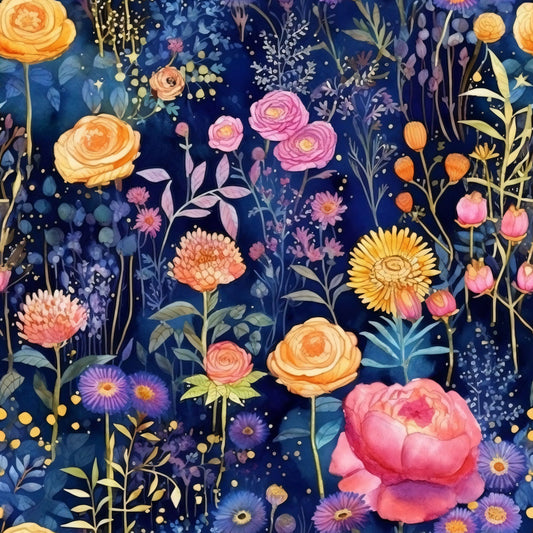 Artists Garden Wildflowers Floral Meadow Pattern 9 Quilting Cotton Fabric