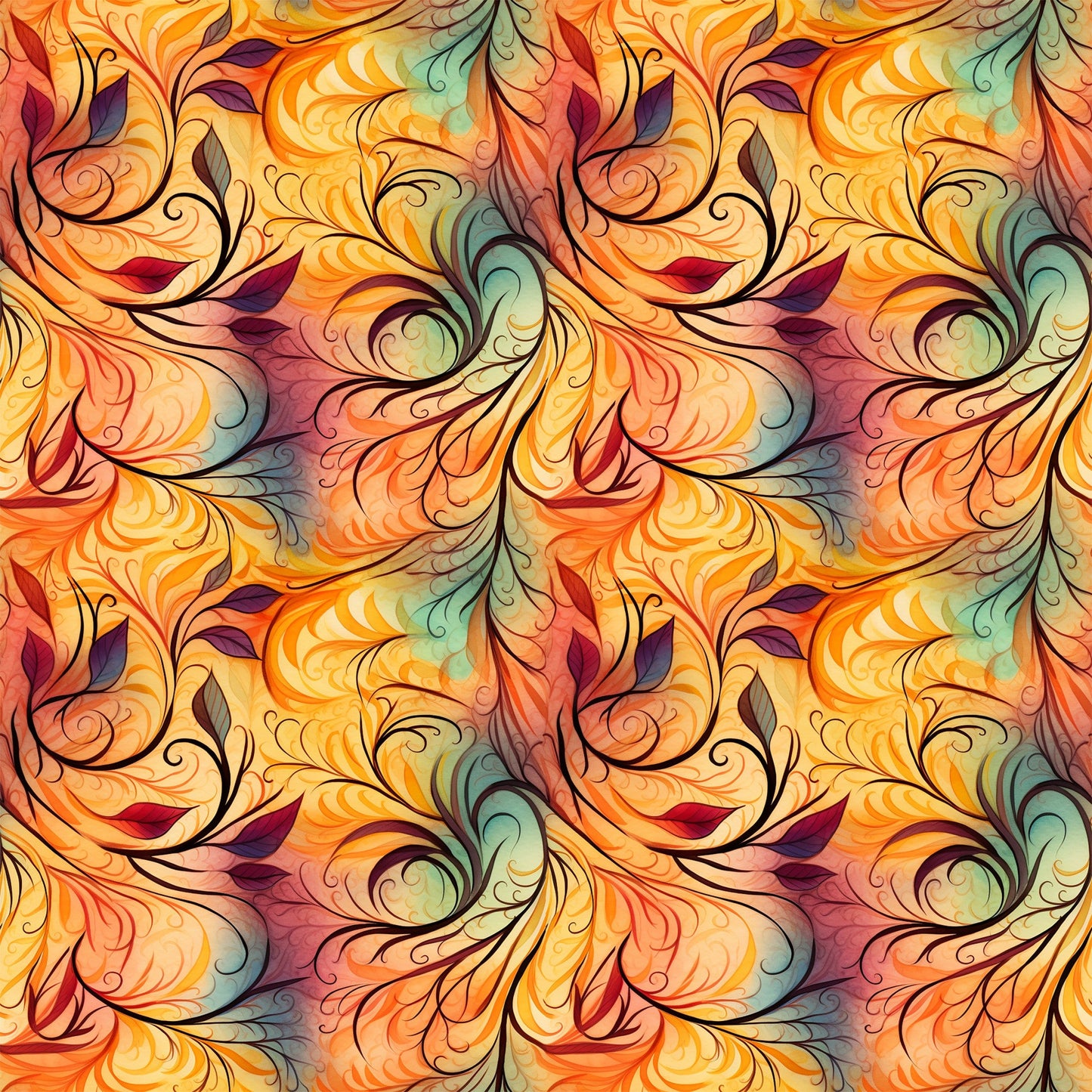 Autumn Swirls Pattern 1 Quilting Cotton Fabric