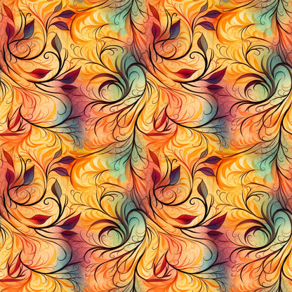 Autumn Swirls Pattern 1 Quilting Cotton Fabric