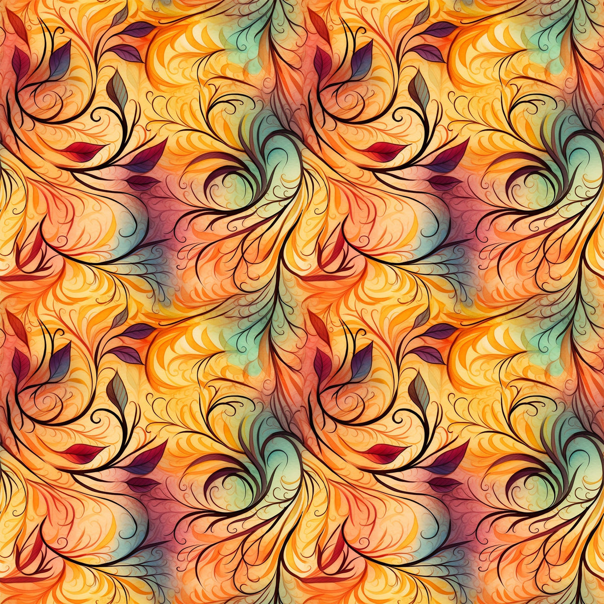 Phoenix Plumes Pattern 1 Minky Fabric