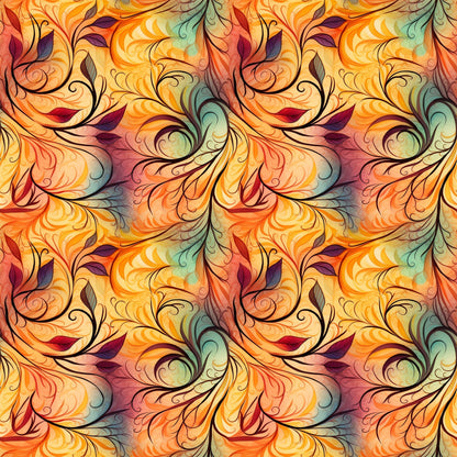 Phoenix Plumes Pattern 1 Minky Fabric