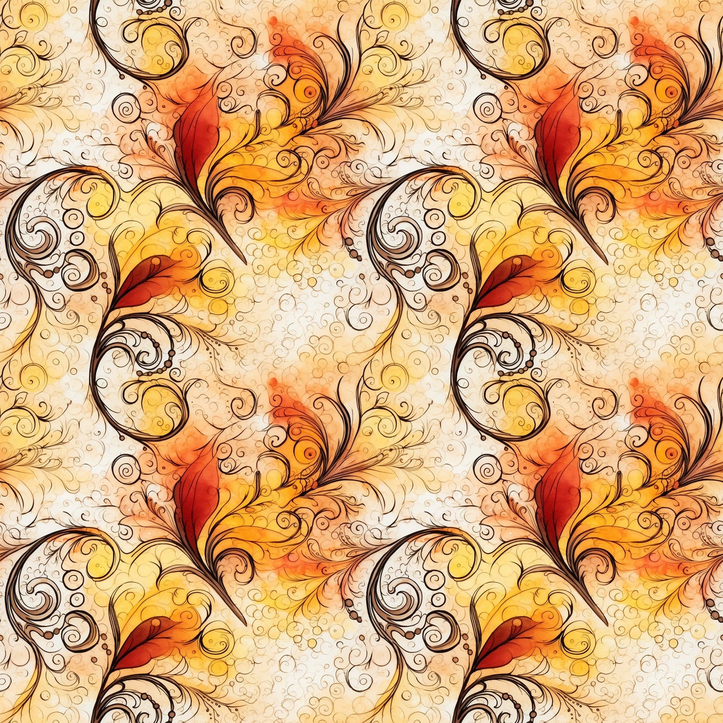 Autumn Swirls Pattern 4 Quilting Cotton Fabric