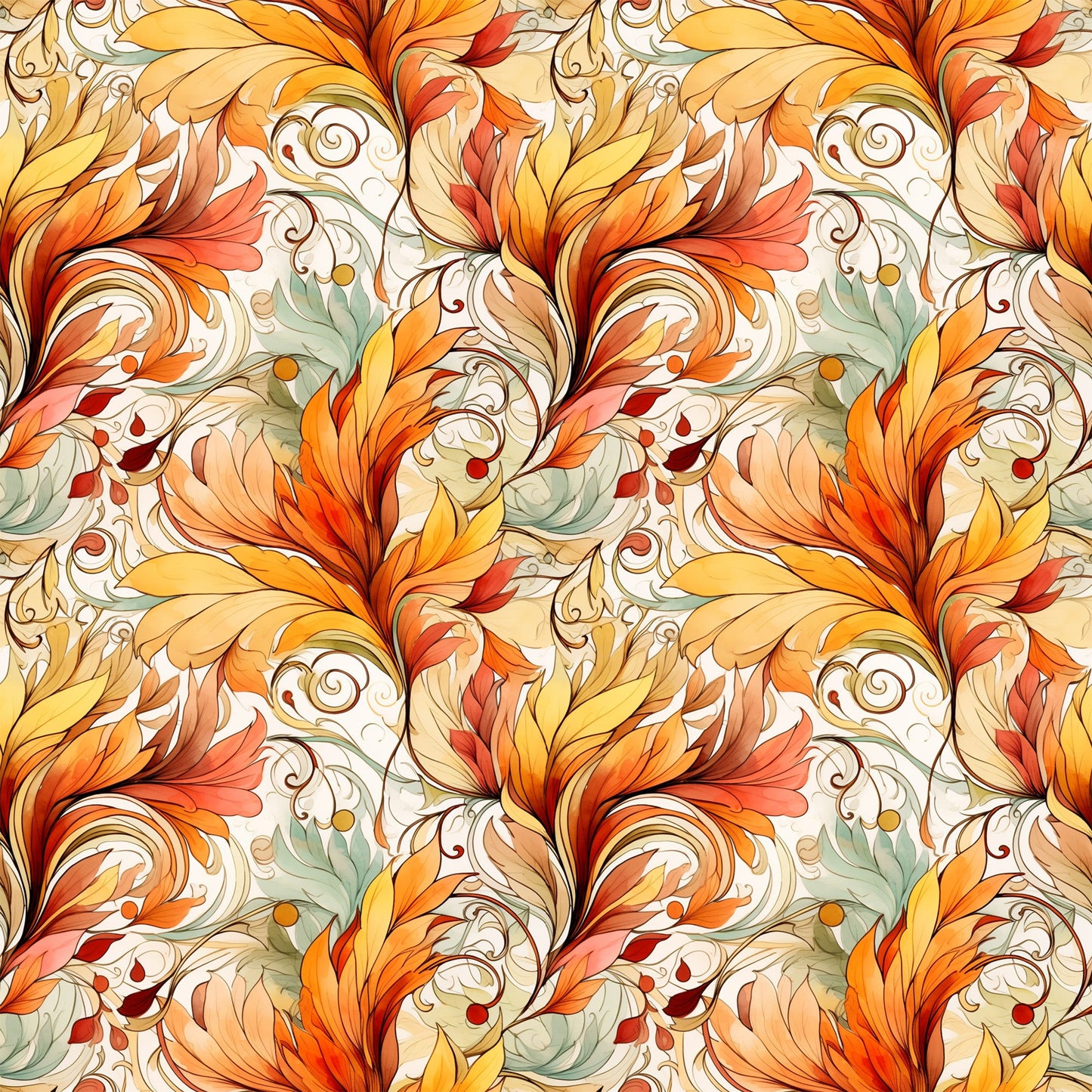 Autumn Swirls Pattern 6 Quilting Cotton Fabric