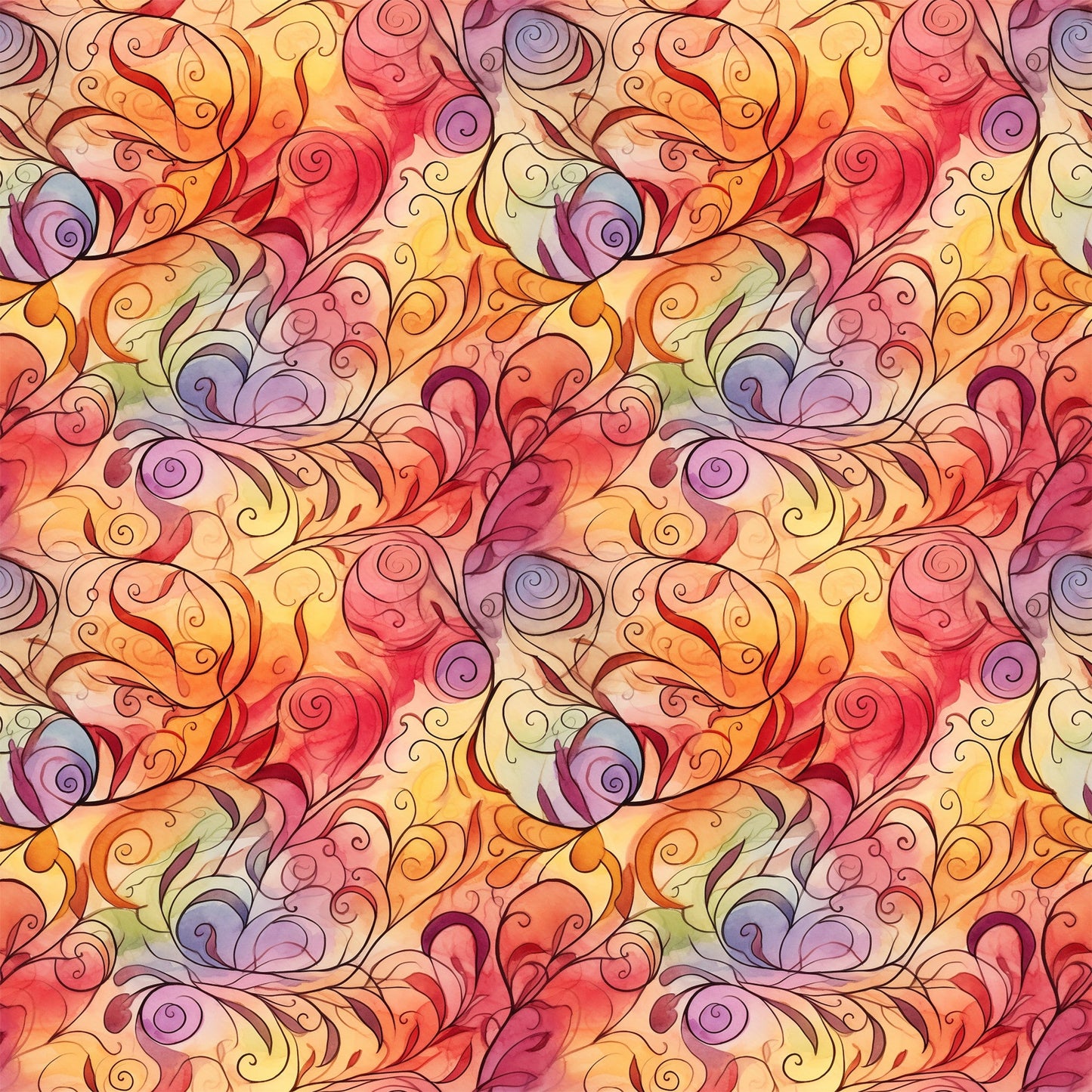 Autumn Swirls Pattern 9 Quilting Cotton Fabric