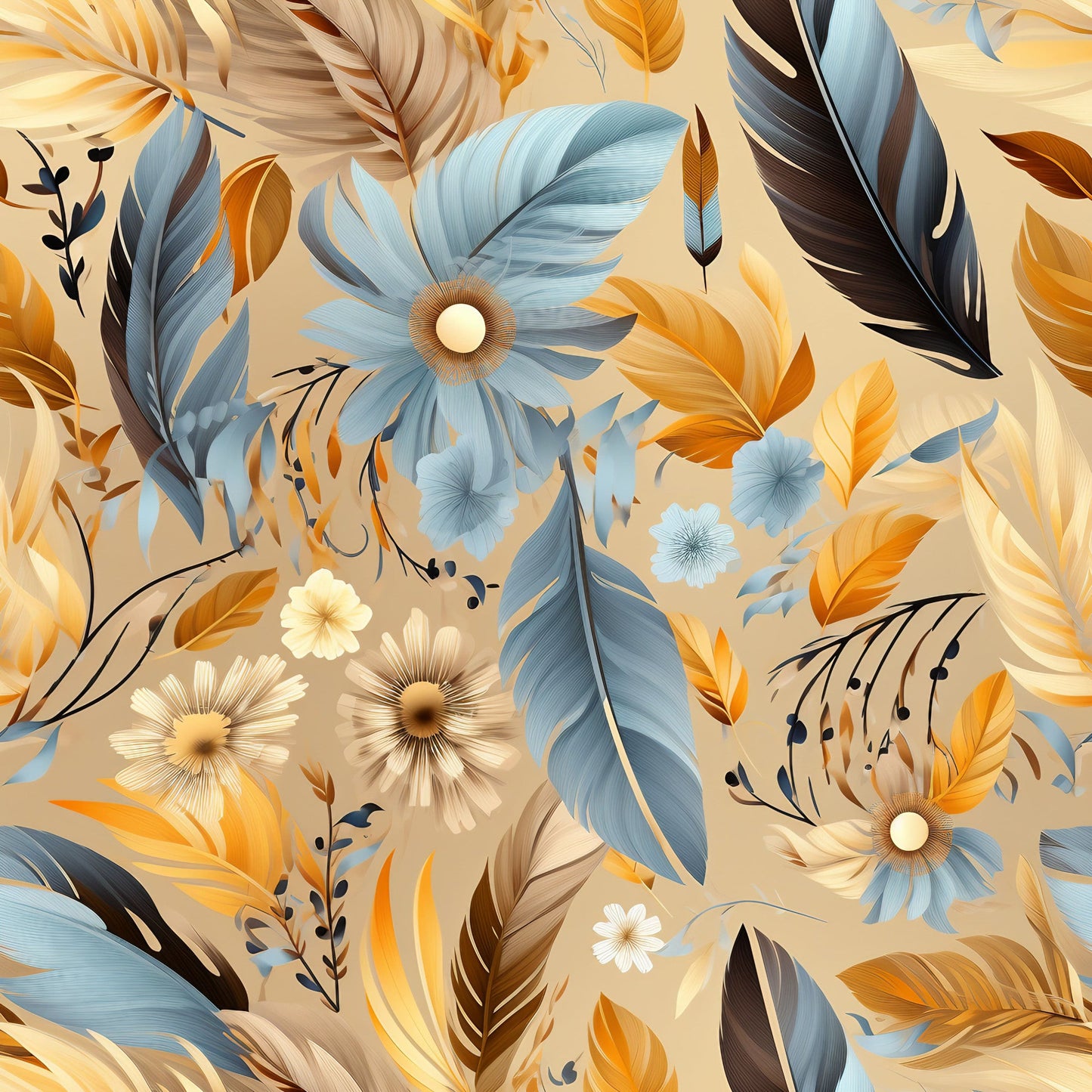 Aztec Feather Pattern 19 Quilting Cotton Fabric
