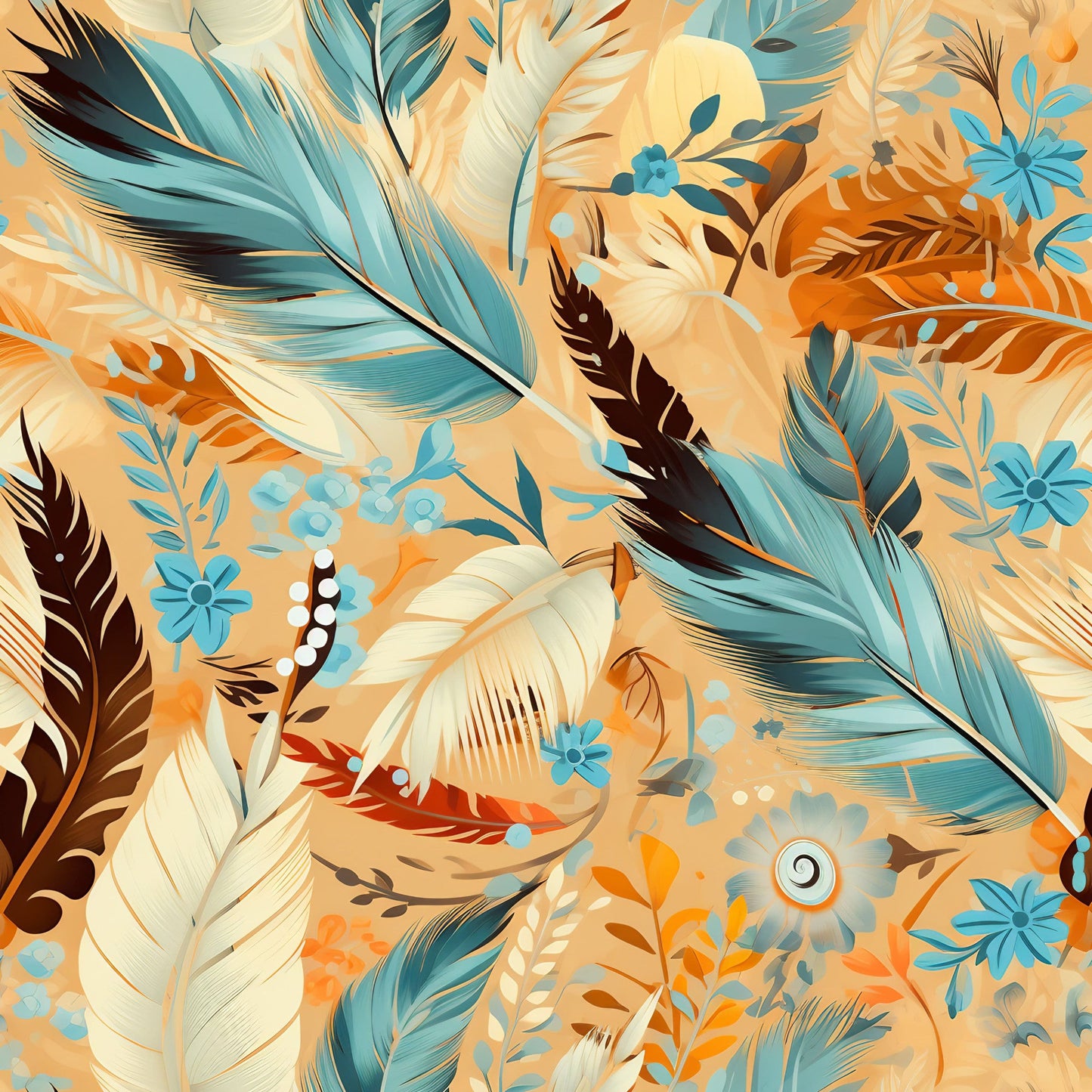 Aztec Feather Pattern 8 Quilting Cotton Fabric