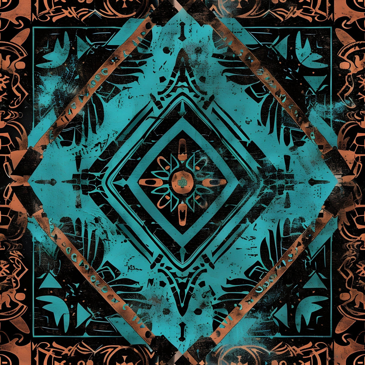 Teal Totem Pattern 10 Minky Fabric