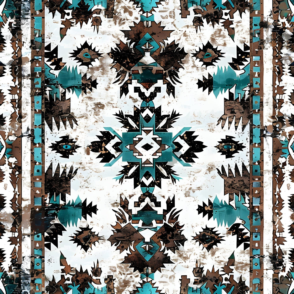 Teal Totem Pattern 11 Minky Fabric
