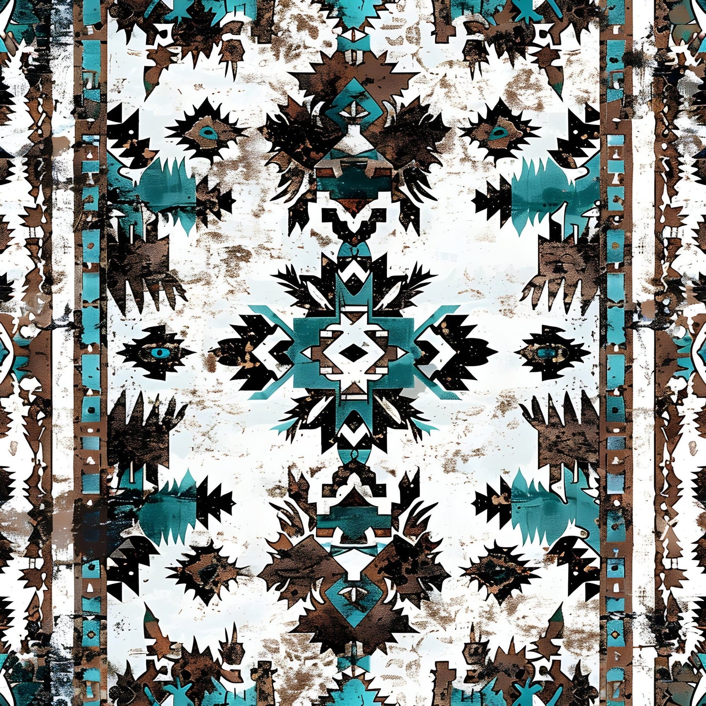 Aztec Turquoise Pattern 11 Quilting Cotton Fabric