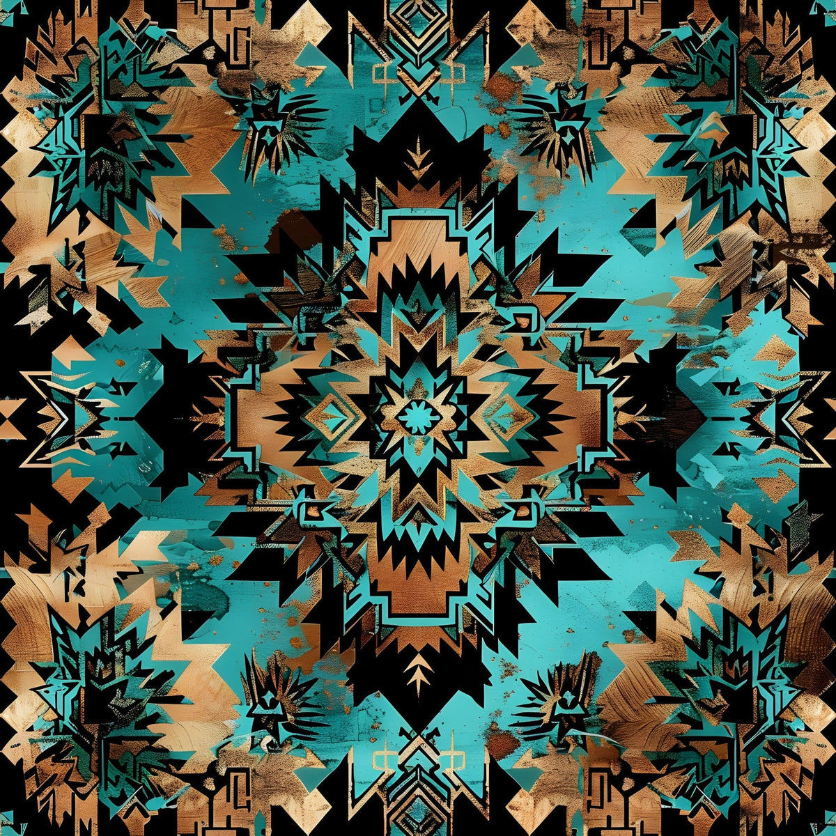 Teal Totem Pattern 12 Minky Fabric