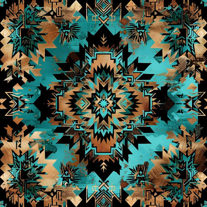 Teal Totem Pattern 12 Minky Fabric