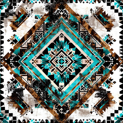 Teal Totem Pattern 14 Minky Fabric