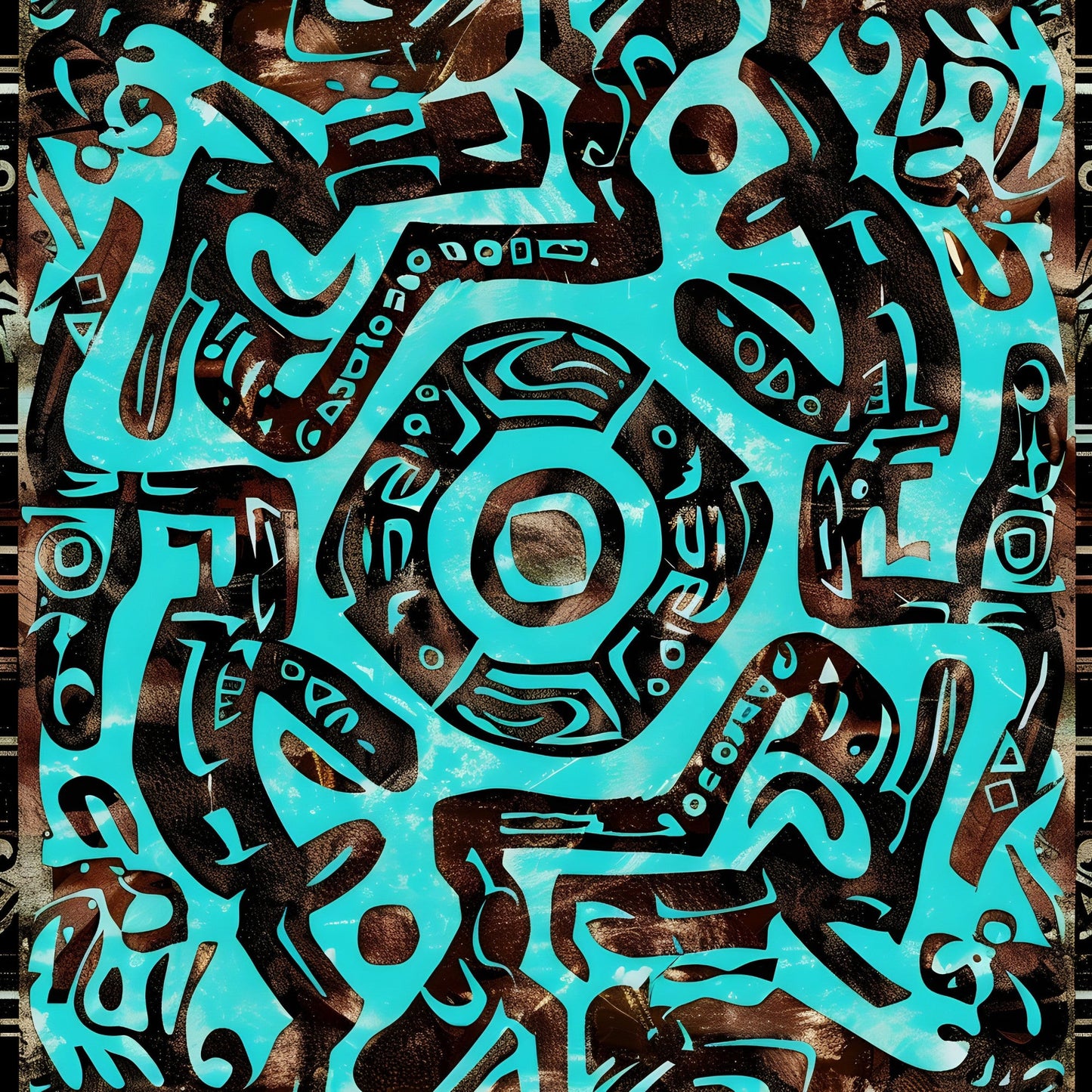 Aztec Turquoise Pattern 15 Quilting Cotton Fabric