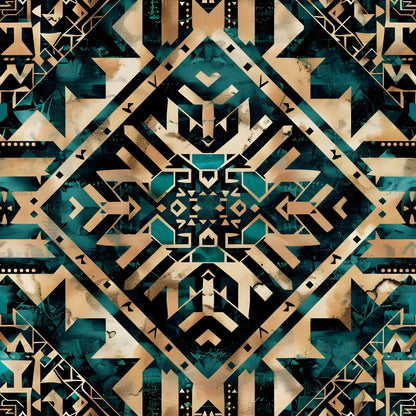 Teal Totem Pattern 16 Minky Fabric