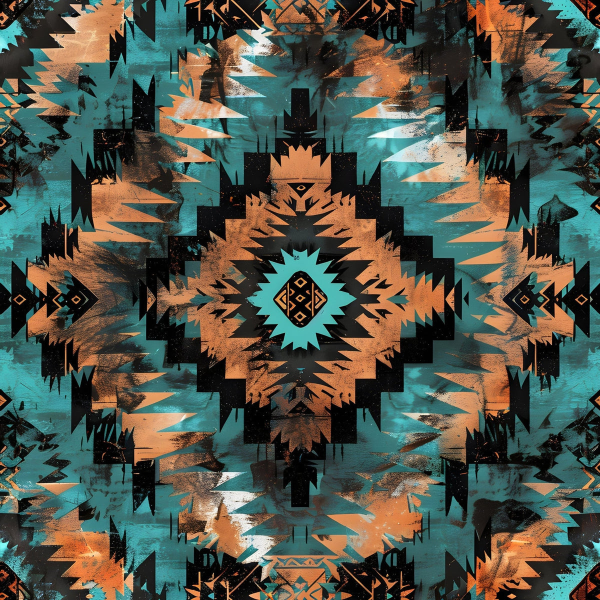 Teal Totem Pattern 17 Minky Fabric