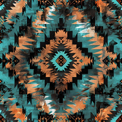 Teal Totem Pattern 17 Minky Fabric