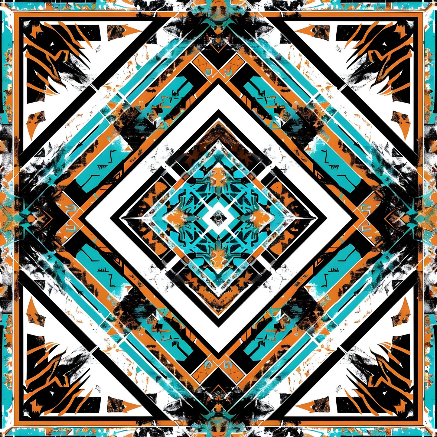 Aztec Turquoise Pattern 19 Quilting Cotton Fabric