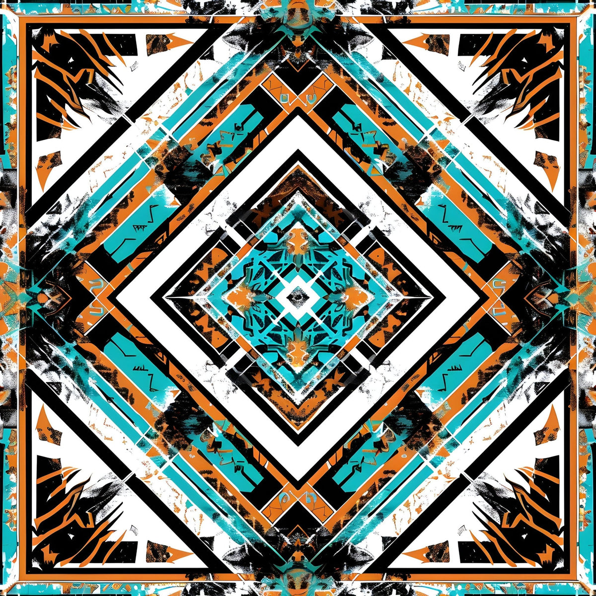 Teal Totem Pattern 19 Minky Fabric