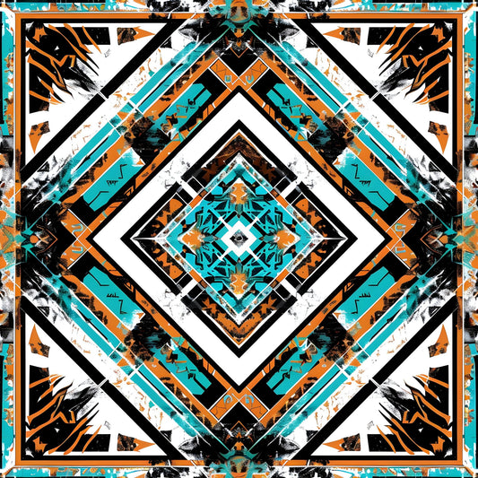 Aztec Turquoise Pattern 19 Quilting Cotton Fabric