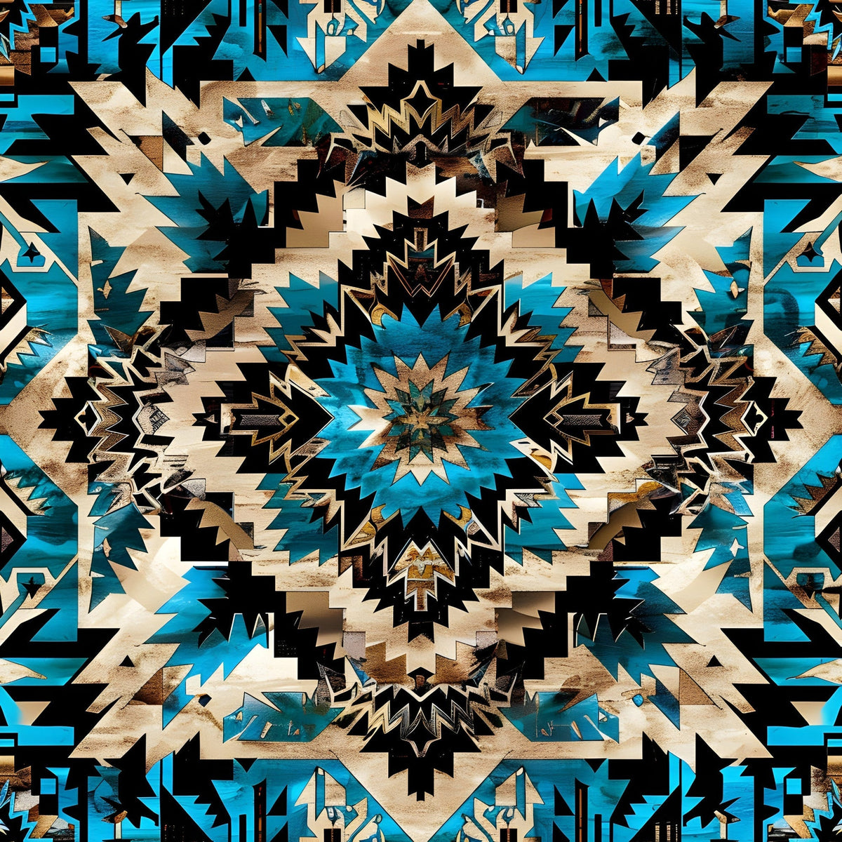 Teal Totem Pattern 1 Minky Fabric