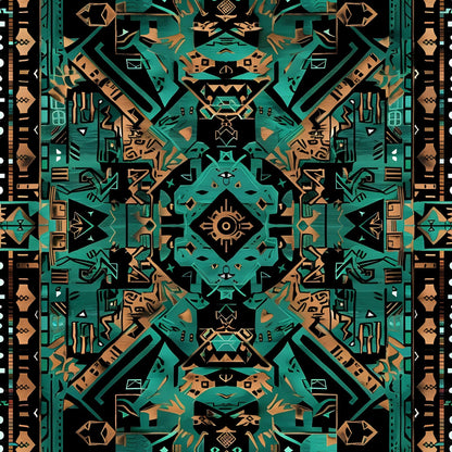 Aztec Turquoise Pattern 2 Quilting Cotton Fabric