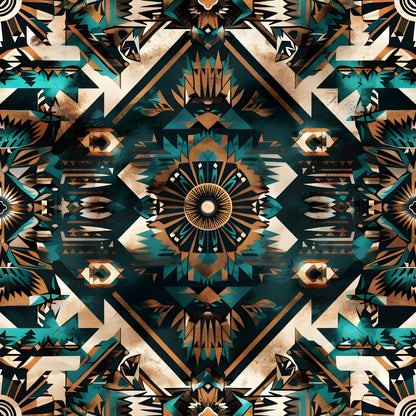 Teal Totem Pattern 20 Minky Fabric