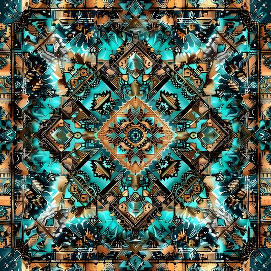 Aztec Turquoise Pattern 21 Quilting Cotton Fabric