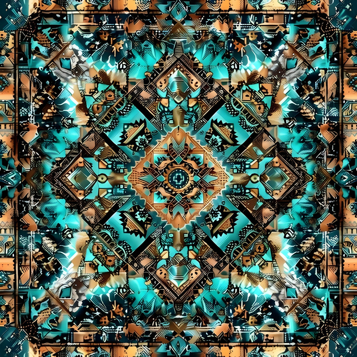 Teal Totem Pattern 21 Minky Fabric