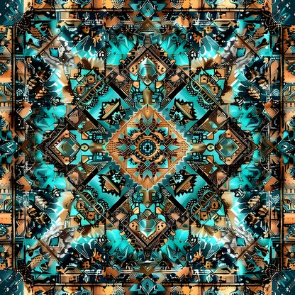 Teal Totem Pattern 21 Minky Fabric