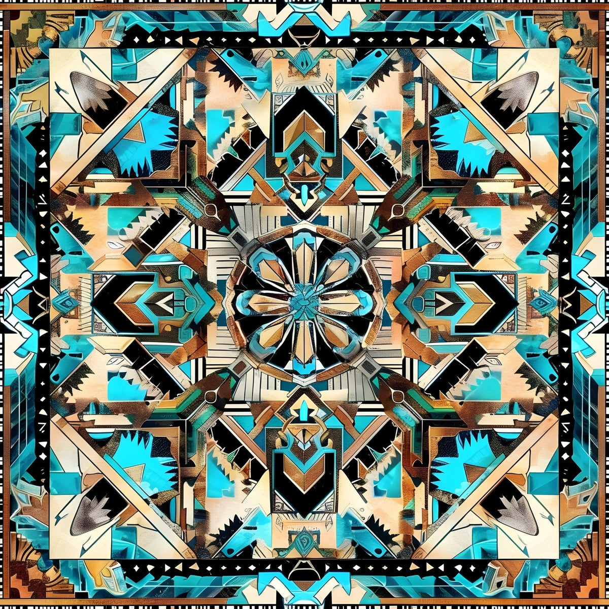 Teal Totem Pattern 23 Minky Fabric