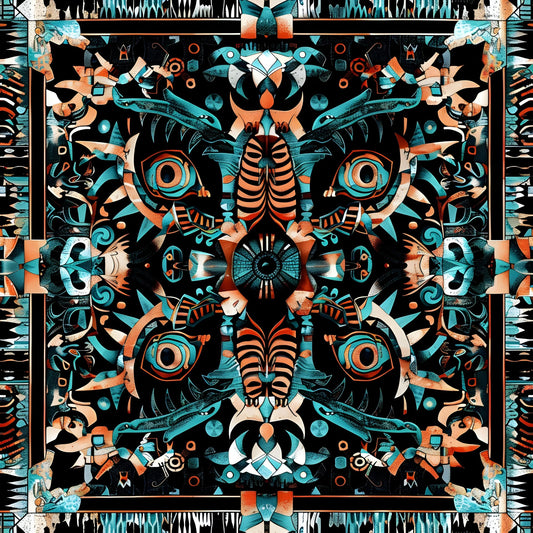 Aztec Turquoise Pattern 24 Quilting Cotton Fabric