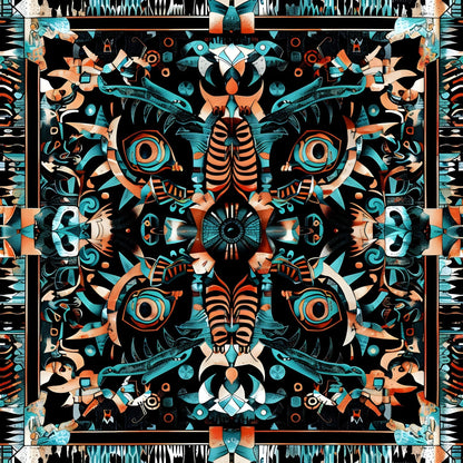 Teal Totem Pattern 24 Minky Fabric