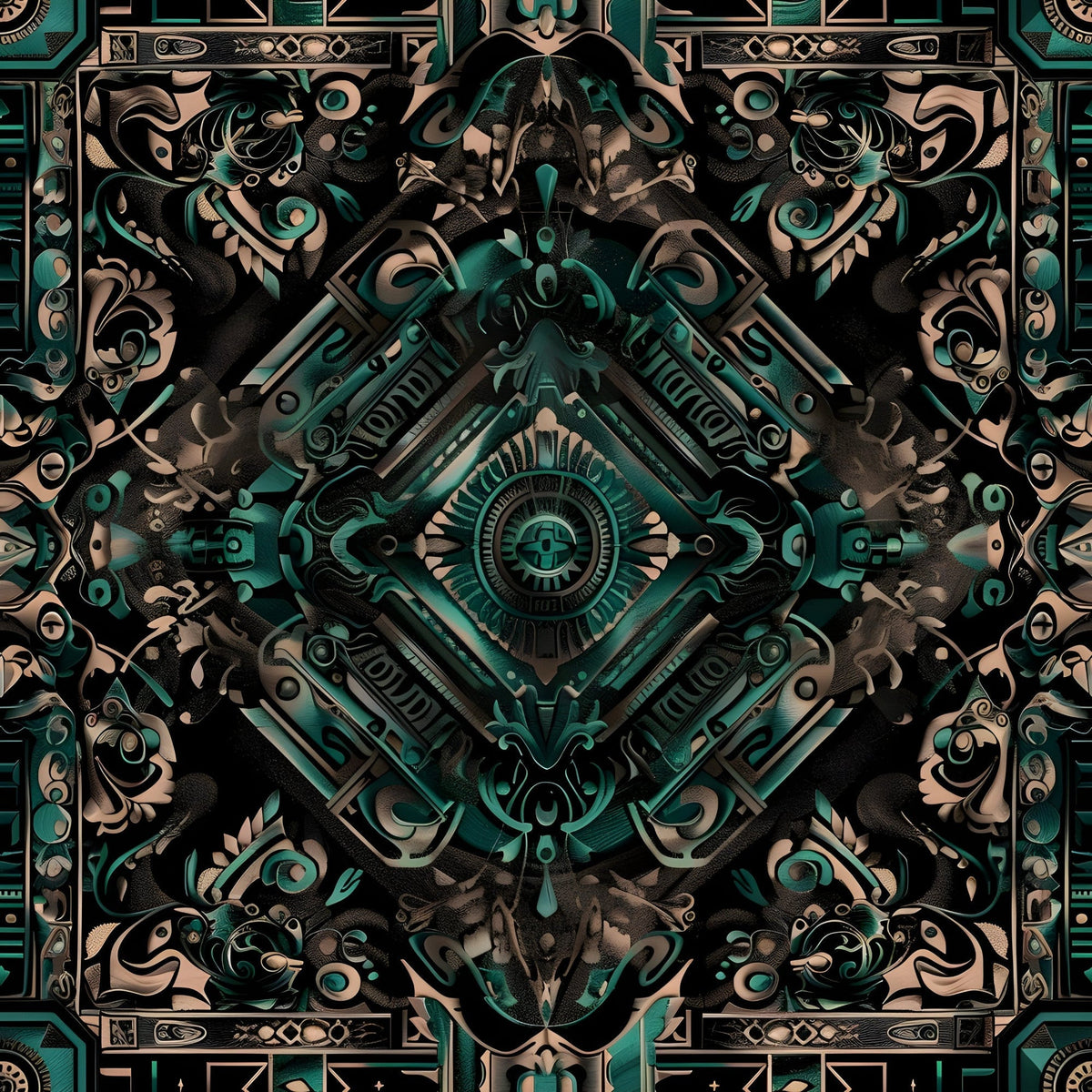 Teal Totem Pattern 25 Minky Fabric