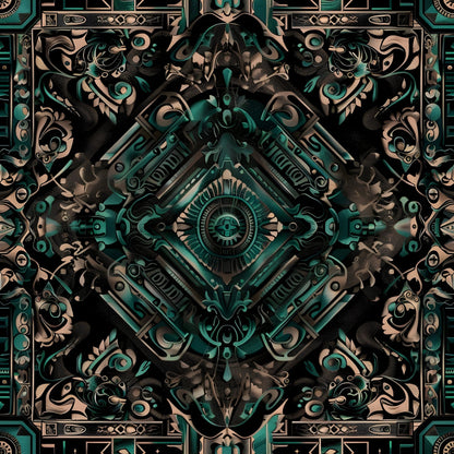 Teal Totem Pattern 25 Minky Fabric