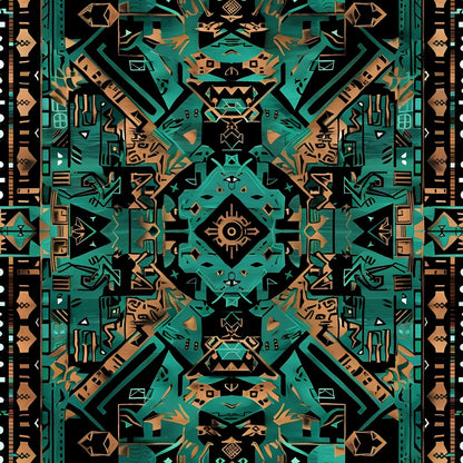 Teal Totem Pattern 2 Minky Fabric