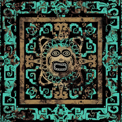 Teal Totem Pattern 3 Minky Fabric