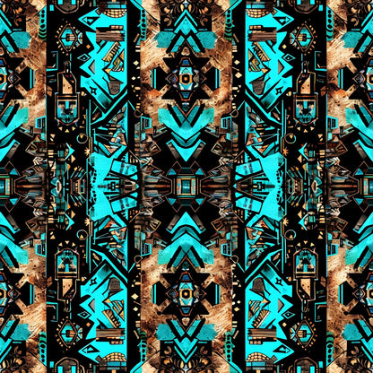 Teal Totem Pattern 4 Minky Fabric