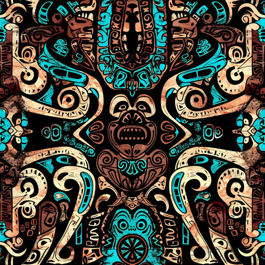 Aztec Turquoise Pattern 5 Quilting Cotton Fabric