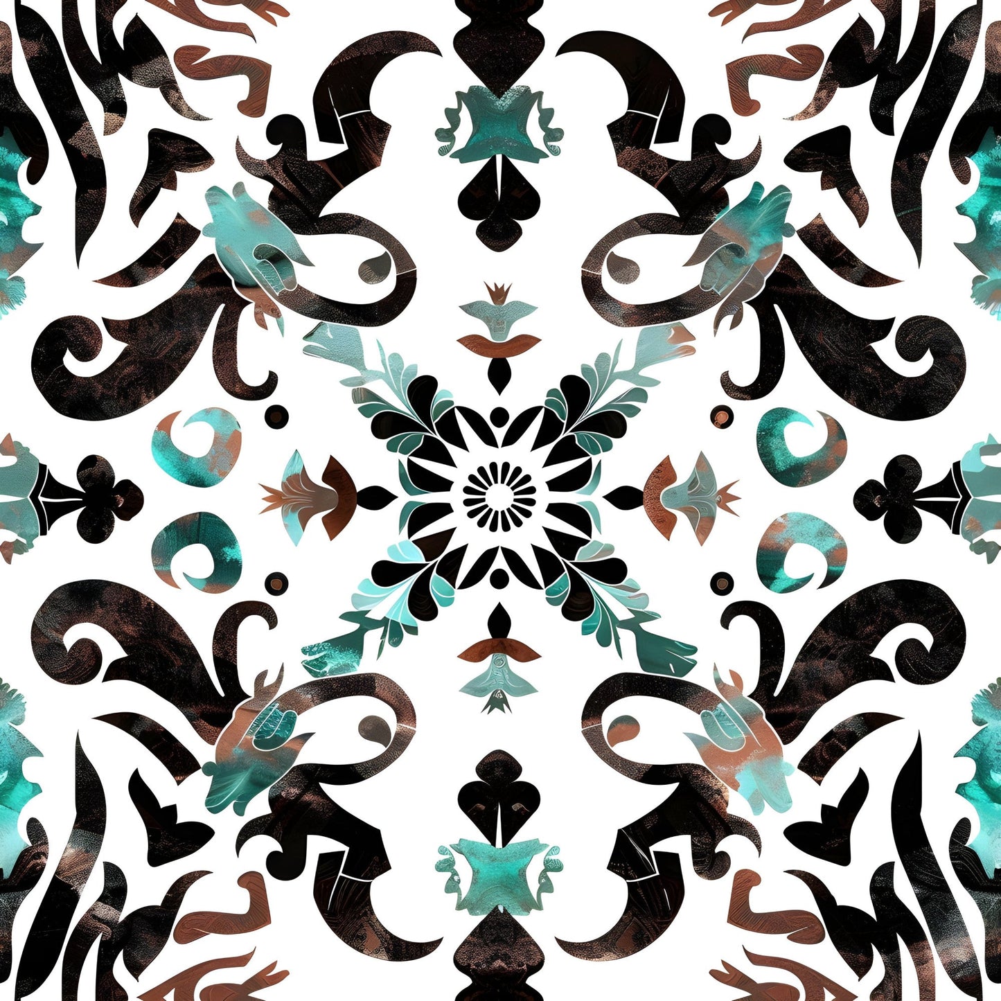 Aztec Turquoise Pattern 6 Quilting Cotton Fabric