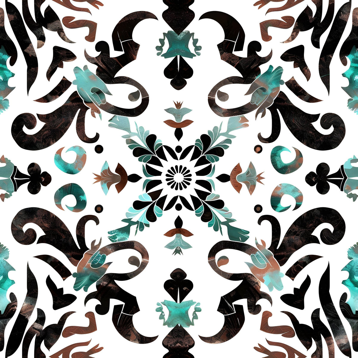 Teal Totem Pattern 6 Minky Fabric