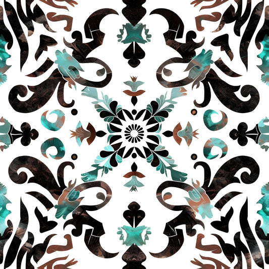 Aztec Turquoise Pattern 6 Quilting Cotton Fabric