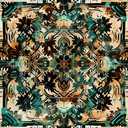 Teal Totem Pattern 9 Minky Fabric