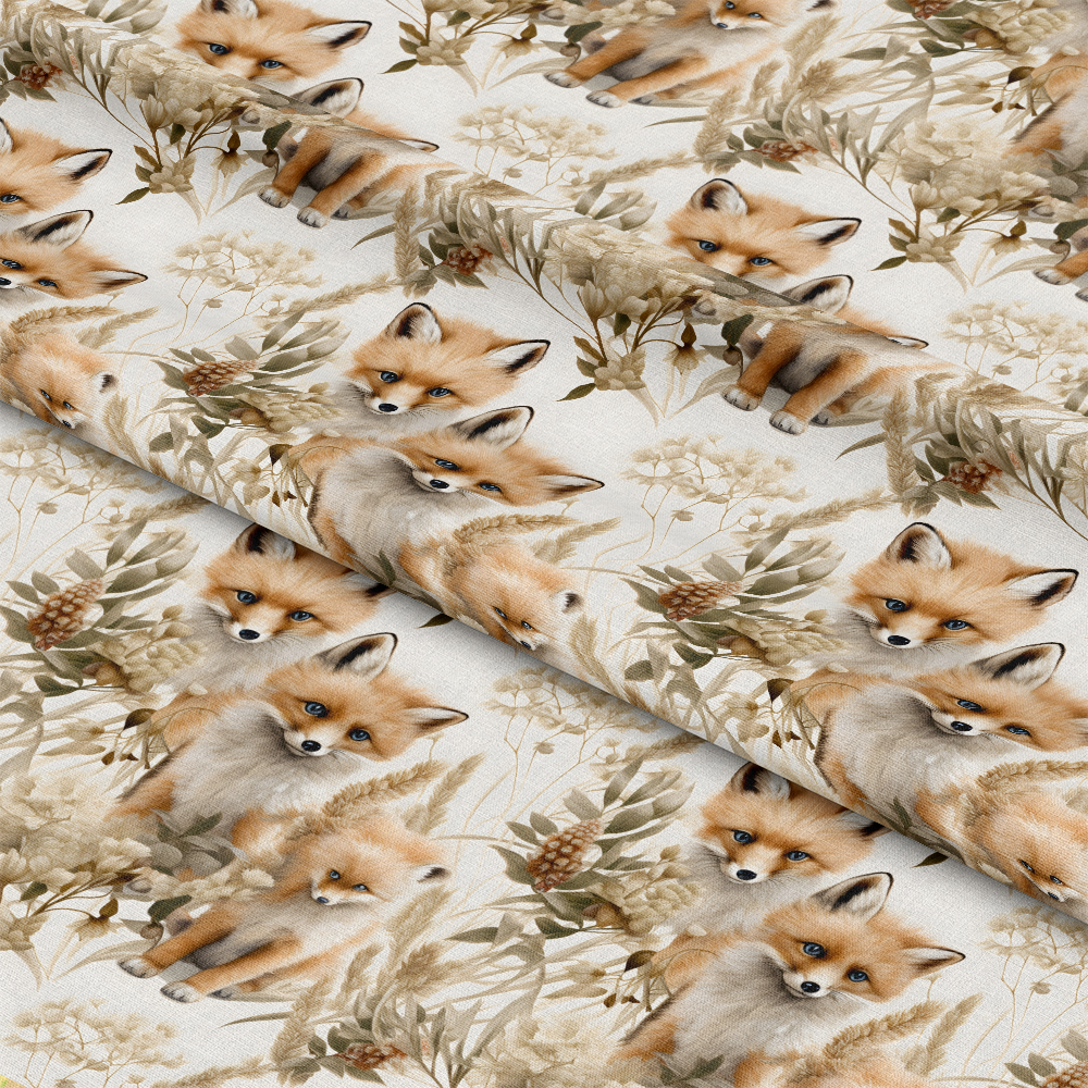 Baby Foxes Pattern 24 Quilting Cotton Fabric