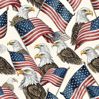 Bald Eagle Patriotic Pattern 4 Quilting Cotton Fabric